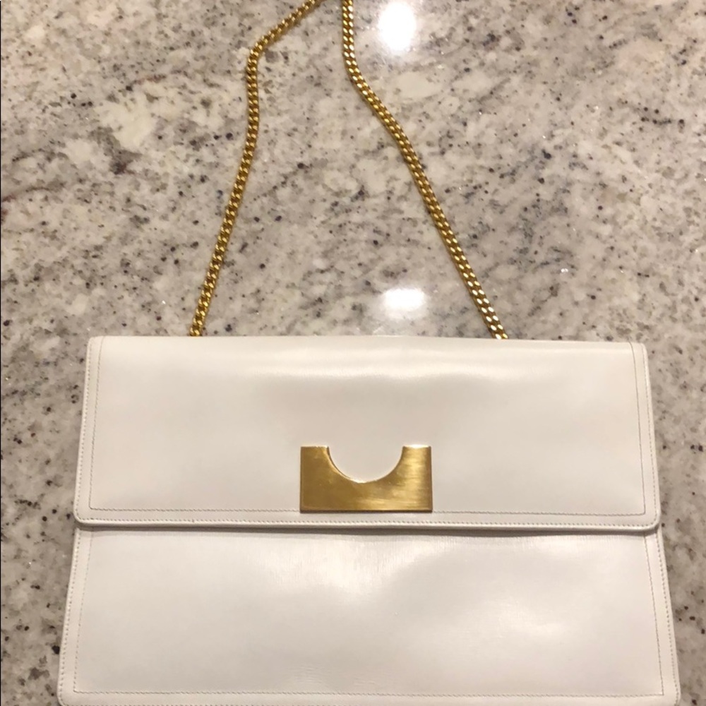 vintage leather white purse